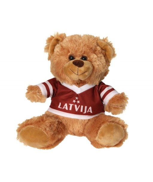 Plīša lācis ar Latvijas fana kreklu un 3 krāsu opcijām